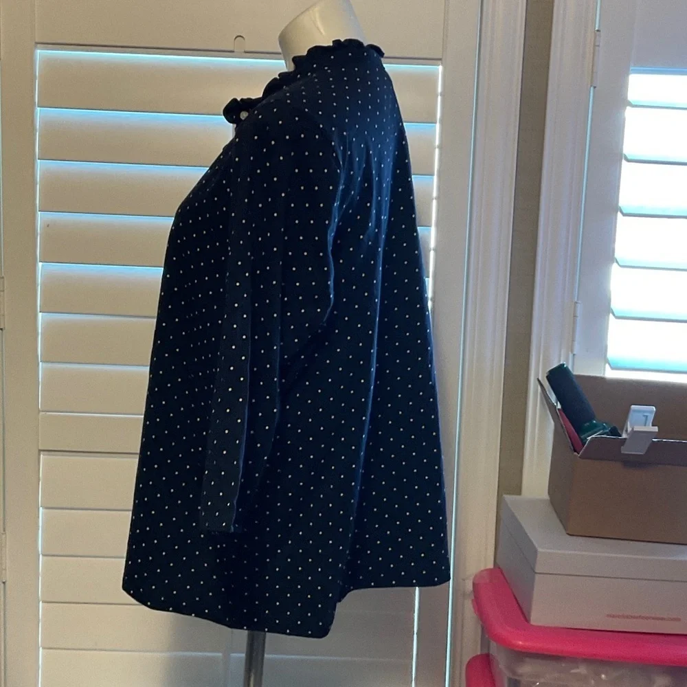 Chaps Navy Polka Dot Blouse